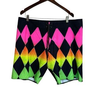 Billabong Sundays Airlite Recycler 19" Boardshorts Neon Argyle Size 38